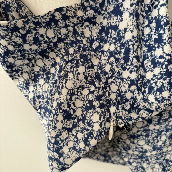 Zara 2 Piece Satin Effect Floral Skirt + Crop Tank Blue White Size Small - Picture 8 of 12